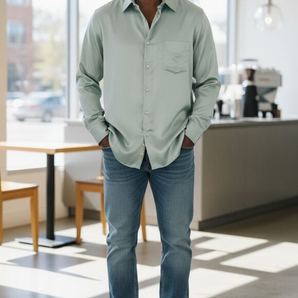 Michael Kors Men's Light Blue Dress Shirt Sz L - Picture 1 of 2